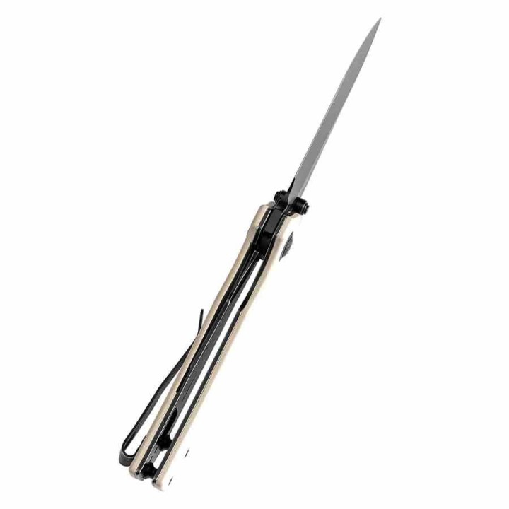 Couteau Tenable Fermi Ivory Lame Acier 14C28N BLK Manche G10 Liner Lock Clip T1122A1 - Livraison Gratuite