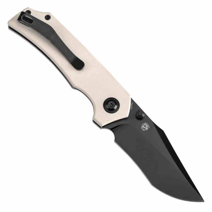 Couteau Tenable Fermi Ivory Lame Acier 14C28N BLK Manche G10 Liner Lock Clip T1122A1 - Livraison Gratuite