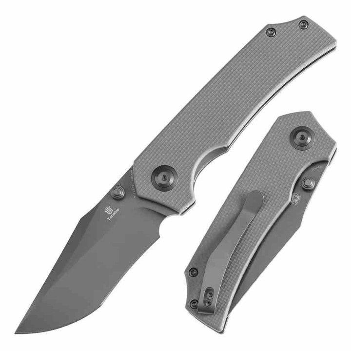 Couteau Tenable Fermi Sand Lame Acier 14C28N Grey Manche G10 Liner Lock Clip T1122A5 - Livraison Gratuite