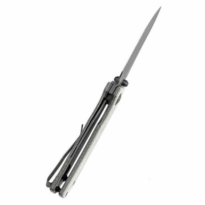 Couteau Tenable Fermi Green Lame Acier 14C28N Grey Manche Micarta Liner Lock Clip T1122A4 - Livraison Gratuite