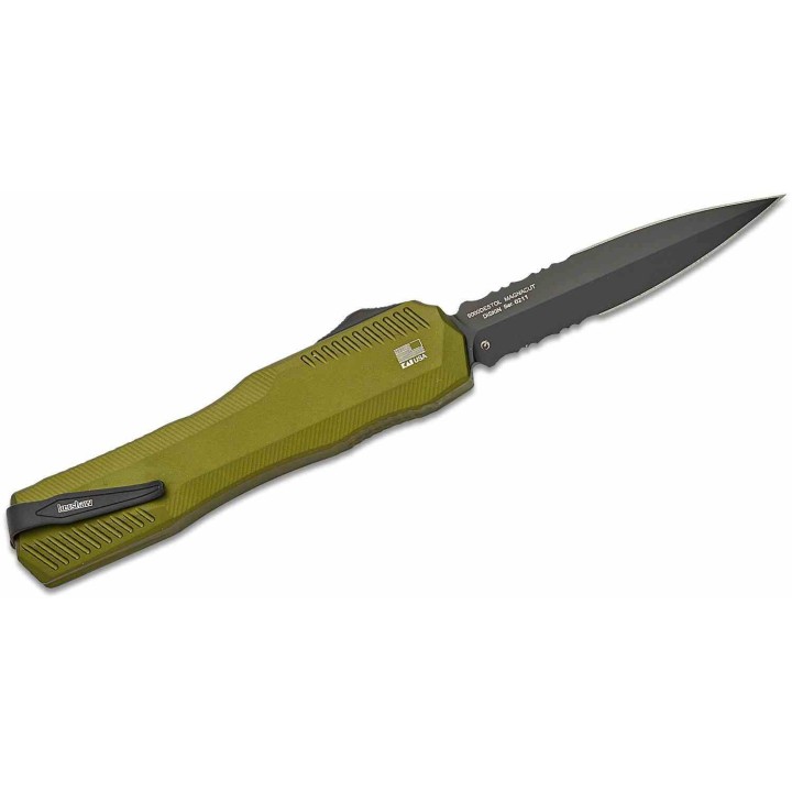 Couteau Automatique OTF Kershaw Olive Lame Double Tranchant Acier CPM-MagnaCut Manche Alu USA KS9000DESTOL - Livraison Gratuite