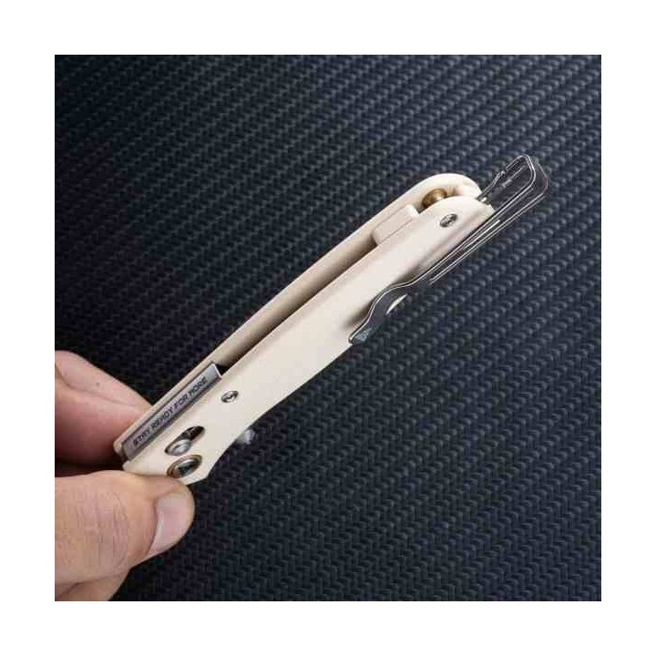 Couteau SRM 255L-GT White Lame Acier 10Cr15CoMoV Manche G10 Ambi-Lock IKBS SRM255LGT - Livraison Gratuite