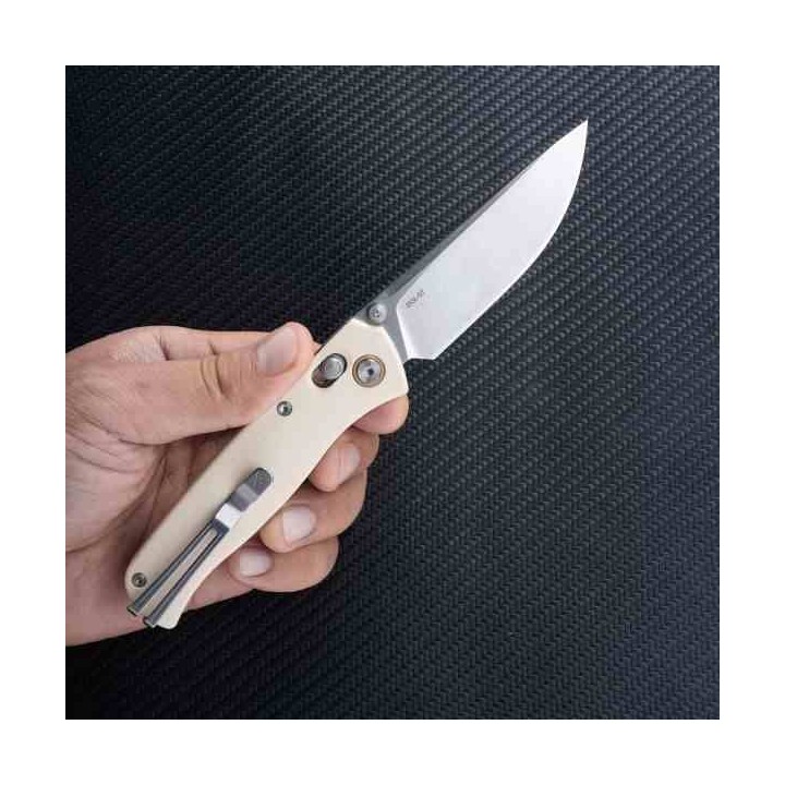 Couteau SRM 255L-GT White Lame Acier 10Cr15CoMoV Manche G10 Ambi-Lock IKBS SRM255LGT - Livraison Gratuite