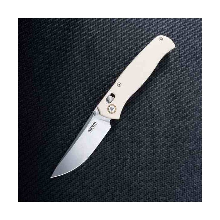 Couteau SRM 255L-GT White Lame Acier 10Cr15CoMoV Manche G10 Ambi-Lock IKBS SRM255LGT - Livraison Gratuite