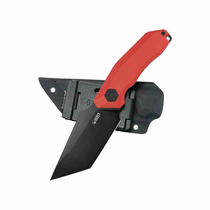 Couteau Kubey Yokai Red Lame Tanto Acier 14C28N Manche G10 Etui Kydex KUB382B - Livraison Gratuite