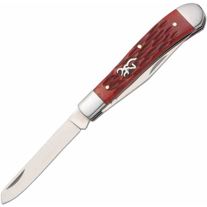 Couteau Browning Trapper Lames Clip et Spey Acier Inox Manche Os Red BR0547B - Livraison Gratuite