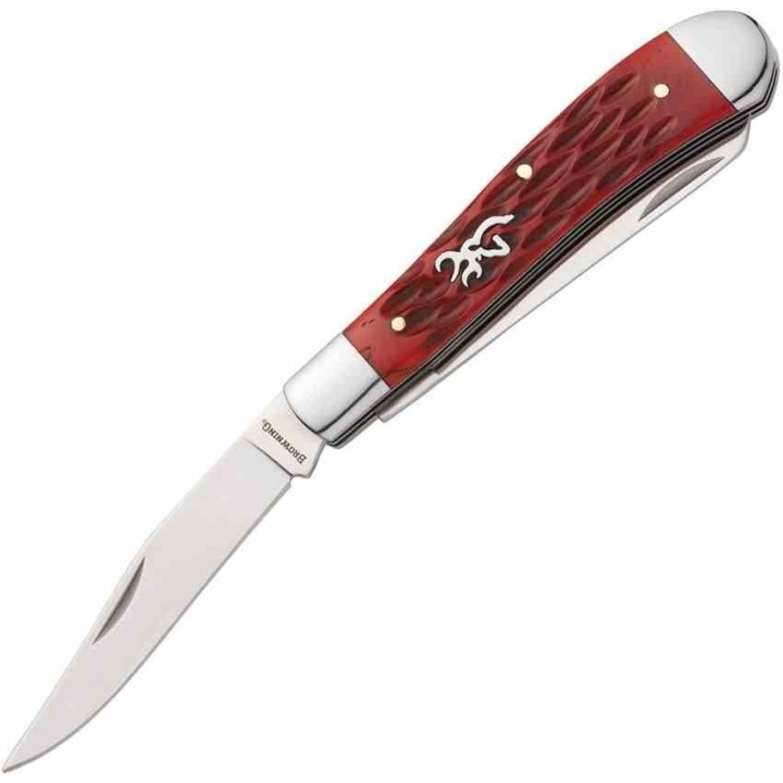Couteau Browning Trapper Lames Clip et Spey Acier Inox Manche Os Red BR0547B - Livraison Gratuite