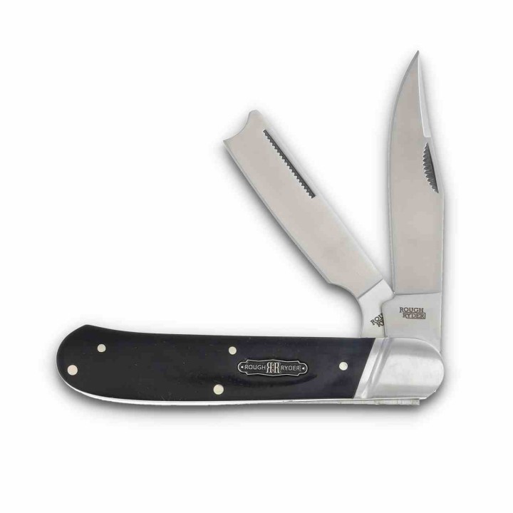 Couteau Rough Ryder Black Reserve Bearhead One Arm Lames Acier 440 Manche Bois Cran Forcé RR2567 - Livraison Gratuite