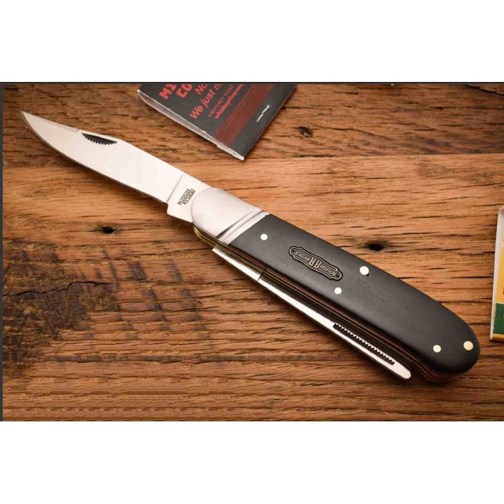 Couteau Rough Ryder Black Reserve Bearhead One Arm Lames Acier 440 Manche Bois Cran Forcé RR2567 - Livraison Gratuite