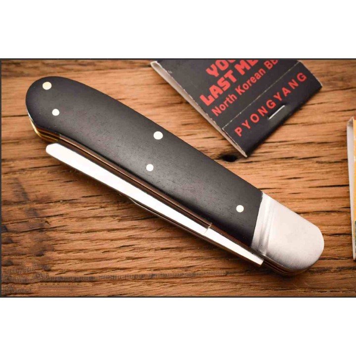 Couteau Rough Ryder Black Reserve Bearhead One Arm Lames Acier 440 Manche Bois Cran Forcé RR2567 - Livraison Gratuite