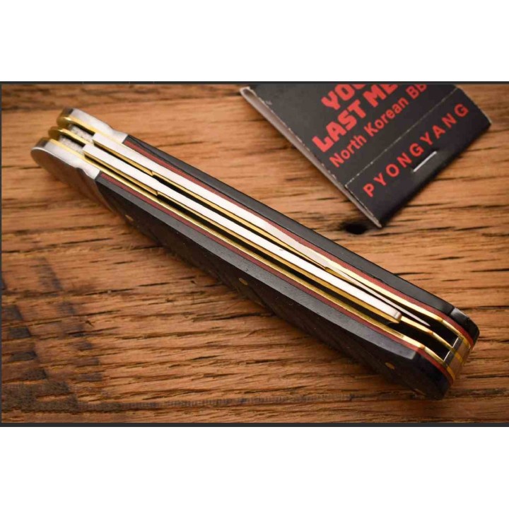 Couteau Rough Ryder Black Reserve Bearhead One Arm Lames Acier 440 Manche Bois Cran Forcé RR2567 - Livraison Gratuite