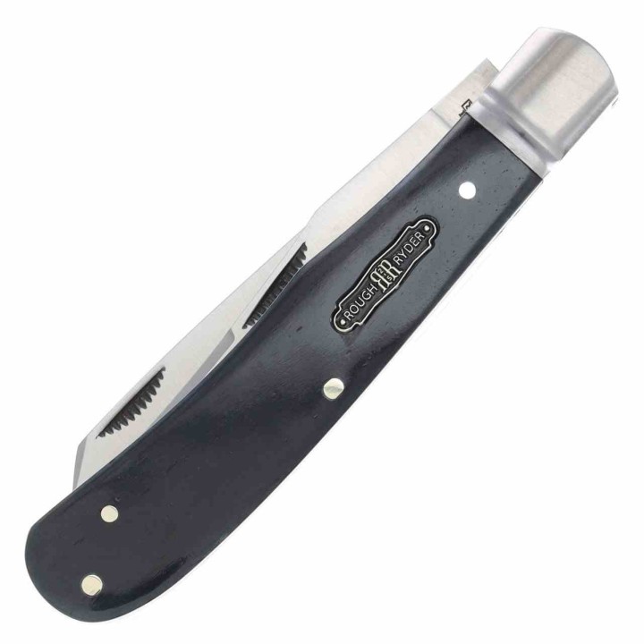 Couteau Rough Ryder Black Reserve Bearhead Trapper Lames Acier 440A Manche Bois Cran Forcé RR2559 - Livraison Gratuite