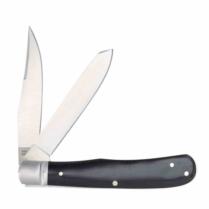 Couteau Rough Ryder Black Reserve Bearhead Trapper Lames Acier 440A Manche Bois Cran Forcé RR2559 - Livraison Gratuite