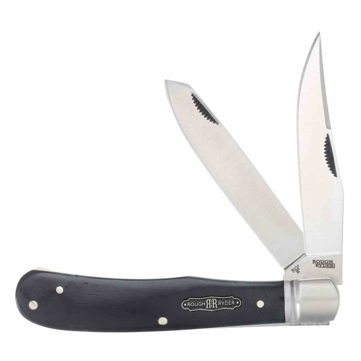 Couteau Rough Ryder Black Reserve Bearhead Trapper Lames Acier 440A Manche Bois Cran Forcé RR2559 - Livraison Gratuite