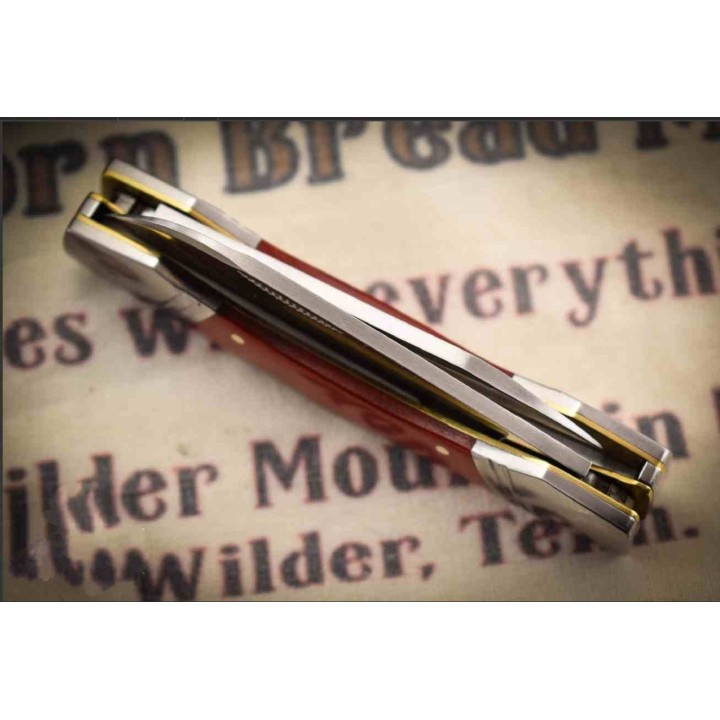 Couteau Rough Ryder Lockhorn Double 2 Lames Acier 440C Manche Micarta Lockback RR2583 - Livraison Gratuite