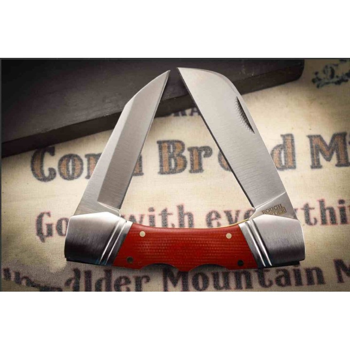 Couteau Rough Ryder Lockhorn Double 2 Lames Acier 440C Manche Micarta Lockback RR2583 - Livraison Gratuite