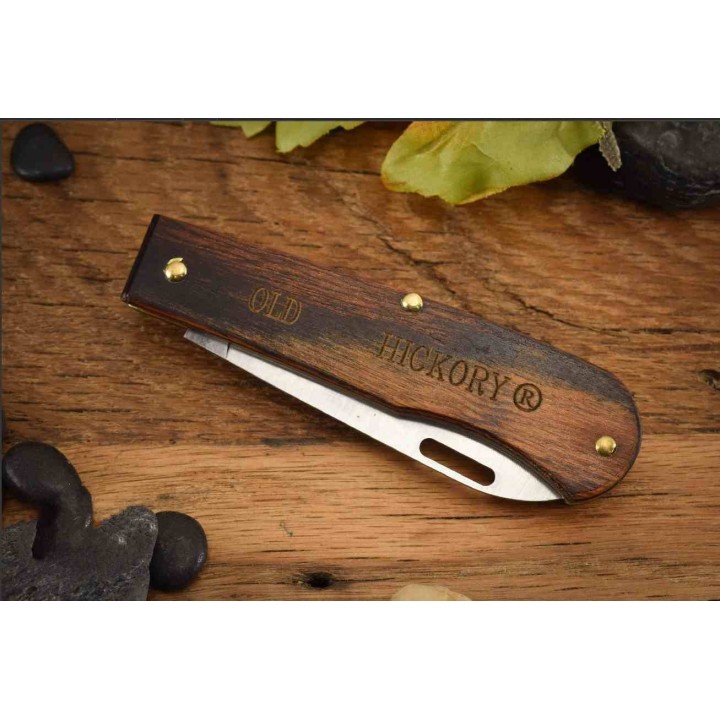 Couteau Ontario Old Hickory Outdoor Lame Acier 1075 Manche Bois Cran Forcé USA OH7022 - Livraison Gratuite