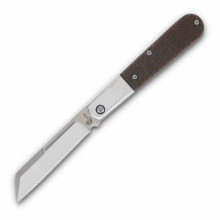 Couteau Queen Large Barlow Lame Wharncliffe Acier Bohler M390 Manche Micarta USA QBM180 - Livraison Gratuite