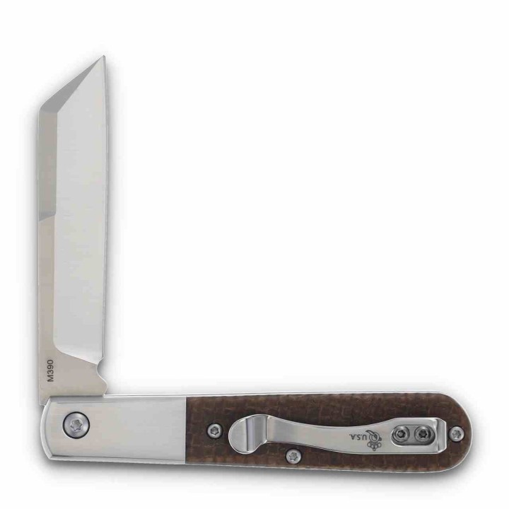 Couteau Queen Large Barlow Lame Wharncliffe Acier Bohler M390 Manche Micarta USA QBM180 - Livraison Gratuite