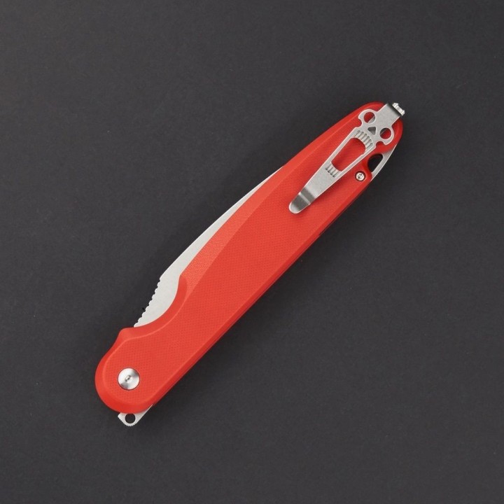 Couteau Pliant Daggerr Parrot Red Lame Acier VG-10 Manche G10 Button Lock Clip DGRFM031RDSW - Livraison Gratuite