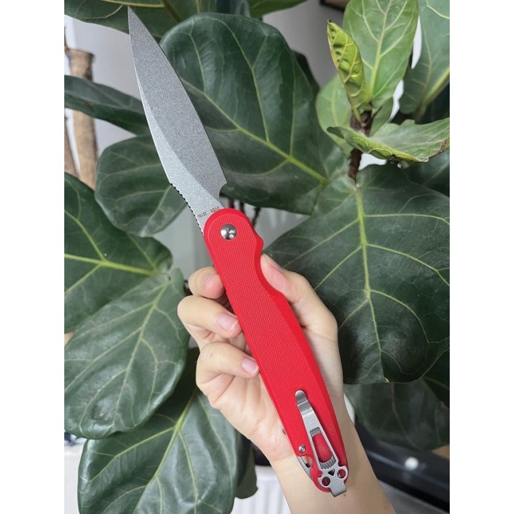 Couteau Pliant Daggerr Parrot Red Lame Acier VG-10 Manche G10 Button Lock Clip DGRFM031RDSW - Livraison Gratuite