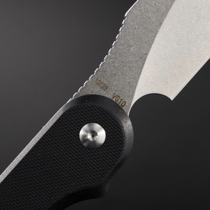 Couteau Pliant Daggerr Parrot Black Lame Acier VG-10 Manche G10 Button Lock Clip DGRFM032BKSW - Livraison Gratuite