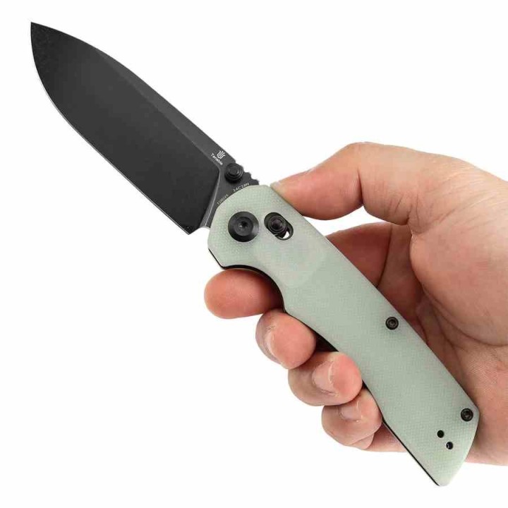 Couteau Pliant Tenable Kryo Jade Lame Acier 14C28N Manche G10 Cross-Bar Lock Clip T1001V4 - Livraison Gratuite