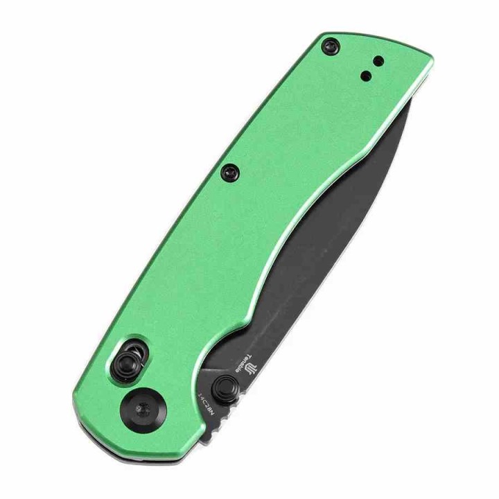 Couteau Pliant Tenable Kryo Green Lame Acier 14C28N Manche Alum Cross-Bar Lock Clip T1001V1 - Livraison Gratuite