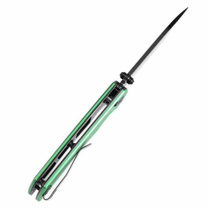 Couteau Pliant Tenable Kryo Green Lame Acier 14C28N Manche Alum Cross-Bar Lock Clip T1001V1 - Livraison Gratuite