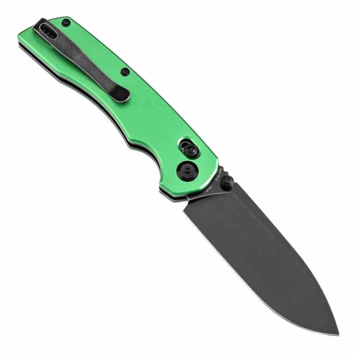 Couteau Pliant Tenable Kryo Green Lame Acier 14C28N Manche Alum Cross-Bar Lock Clip T1001V1 - Livraison Gratuite
