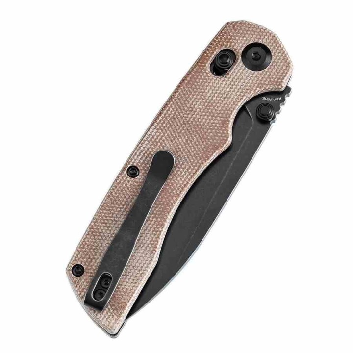 Couteau Pliant Tenable Kryo Brown Lame Acier 14C28N Manche Micarta Cross-Bar Lock Clip T1001V5 - Livraison Gratuite