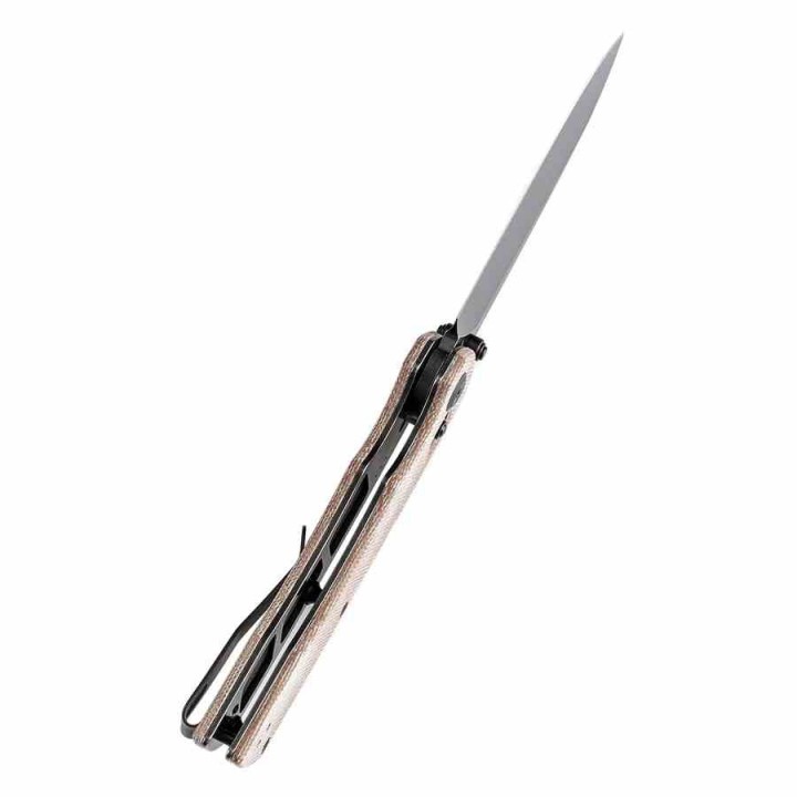 Couteau Pliant Tenable Kryo Brown Lame Acier 14C28N Manche Micarta Cross-Bar Lock Clip T1001V5 - Livraison Gratuite