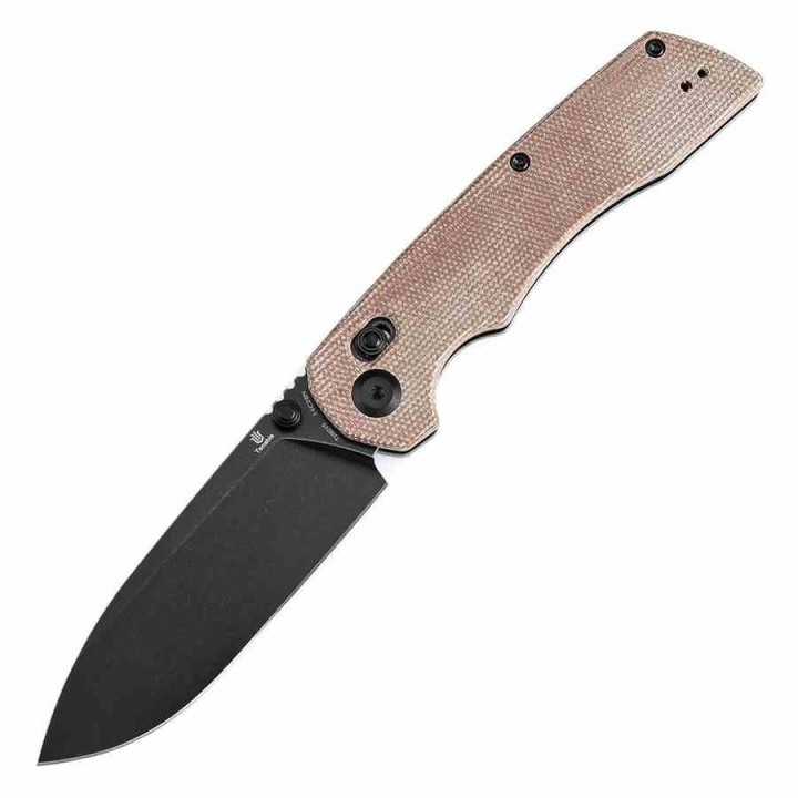 Couteau Pliant Tenable Kryo Brown Lame Acier 14C28N Manche Micarta Cross-Bar Lock Clip T1001V5 - Livraison Gratuite
