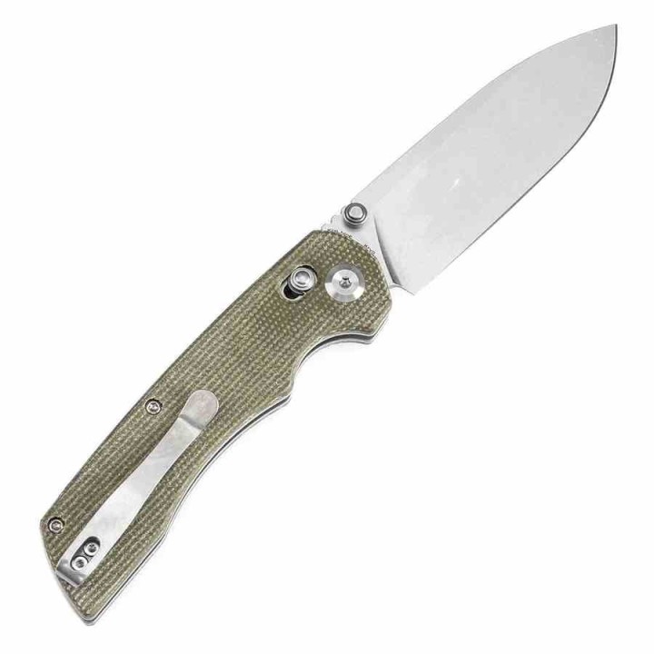 Couteau Pliant Tenable Kryo Green Lame Acier 14C28N Manche Micarta Cross-Bar Lock Clip T1001V6 - Livraison Gratuite