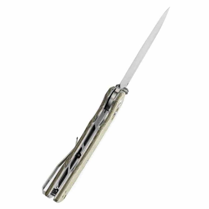 Couteau Pliant Tenable Kryo Green Lame Acier 14C28N Manche Micarta Cross-Bar Lock Clip T1001V6 - Livraison Gratuite