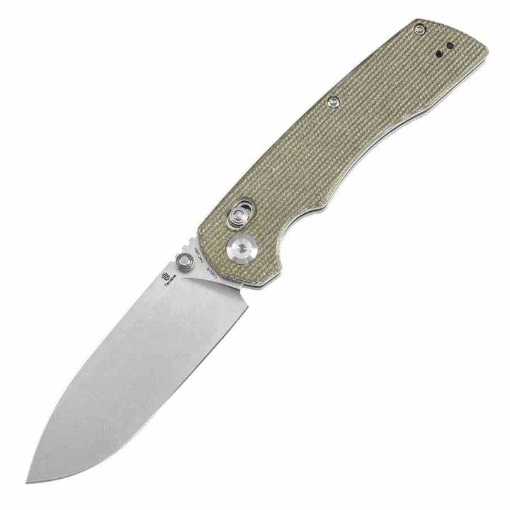 Couteau Pliant Tenable Kryo Green Lame Acier 14C28N Manche Micarta Cross-Bar Lock Clip T1001V6 - Livraison Gratuite