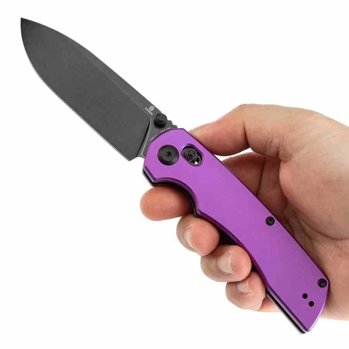 Couteau Pliant Tenable Kryo Purple Lame Acier 14C28N Manche Aluminium Cross-Bar Lock Clip T1001V2 - Livraison Gratuite