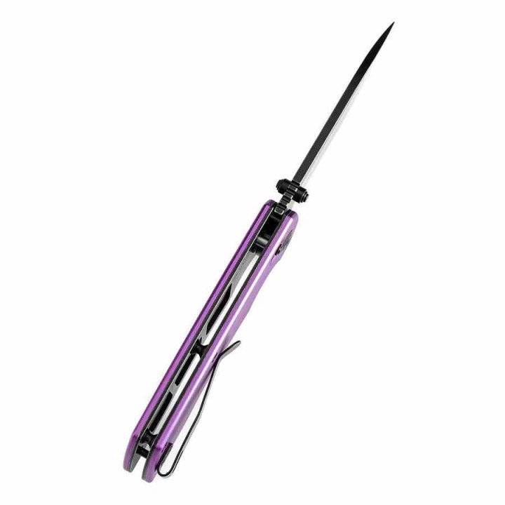 Couteau Pliant Tenable Kryo Purple Lame Acier 14C28N Manche Aluminium Cross-Bar Lock Clip T1001V2 - Livraison Gratuite