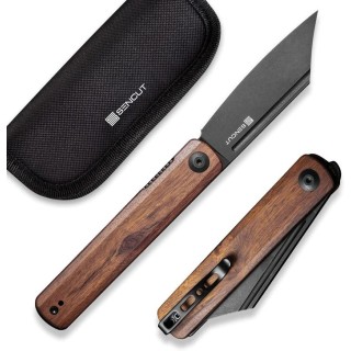Couteau Sencut Bronte Front Wood Manche Cuibourtia Lame Acier 9Cr18MoV Manche IKBS Linerlock Clip SA08E - Livraison Gratuite