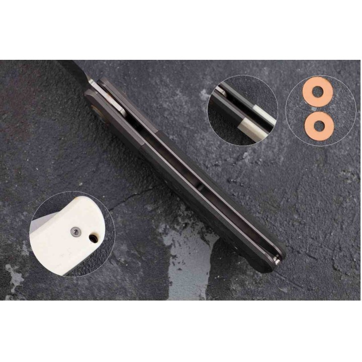 Couteau Maxace Beetle-S White Lame Drop Point Acier M390 Manche Os Slip Joint MAXMBTS01 - Livraison Gratuite