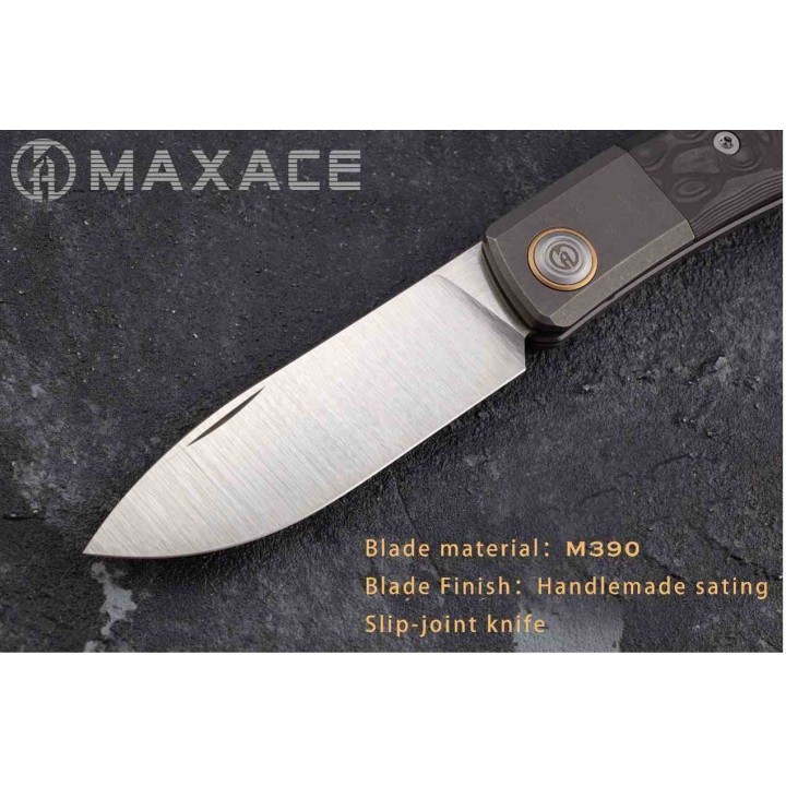Couteau Maxace Beetle-S White Lame Drop Point Acier M390 Manche Os Slip Joint MAXMBTS01 - Livraison Gratuite