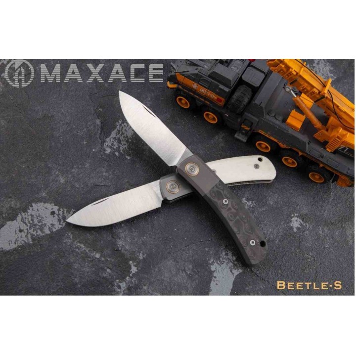 Couteau Maxace Beetle-S White Lame Drop Point Acier M390 Manche Os Slip Joint MAXMBTS01 - Livraison Gratuite