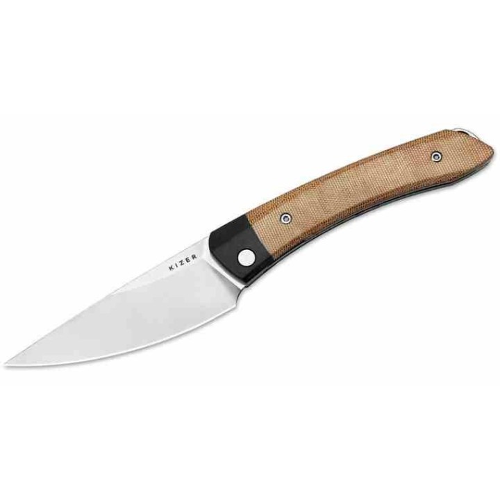 Couteau Kizer Momo Natural Lame Acier Nitro-V Manche Micarta Liner Lock Clip IKBS KIV4663A2 - Livraison Gratuite