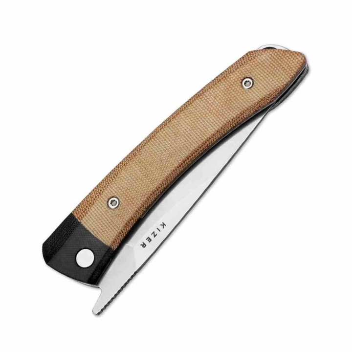 Couteau Kizer Momo Natural Lame Acier Nitro-V Manche Micarta Liner Lock Clip IKBS KIV4663A2 - Livraison Gratuite