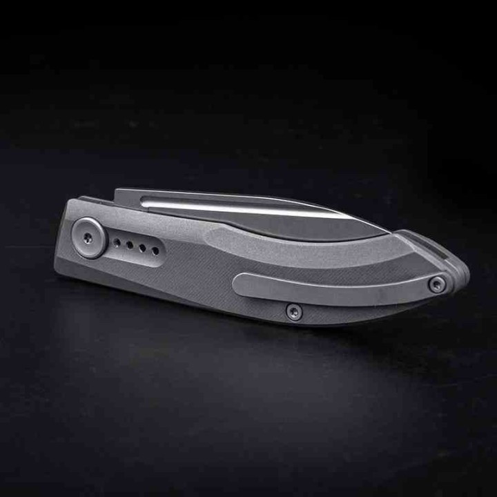 Couteau Pliant Real Steel Stella Manche Titane Lame Acier CPM S35VN Clip RS9051 - Livraison Gratuite