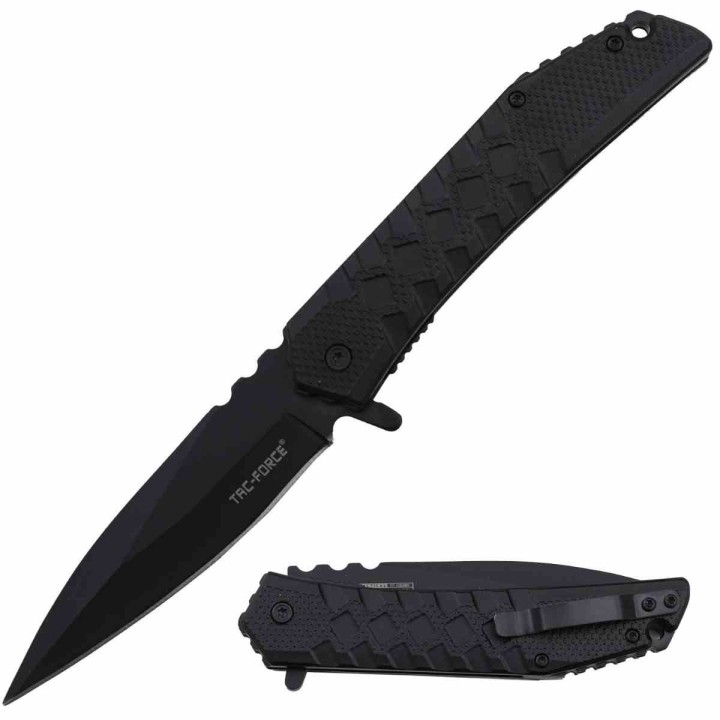 Lot de 3 Couteau A/O Tac-Force Lame Drop Point Acier 3Cr13 Manche Aluminium Noir Liner Lock Clip TF1050BK -  Livraison Gratuite
