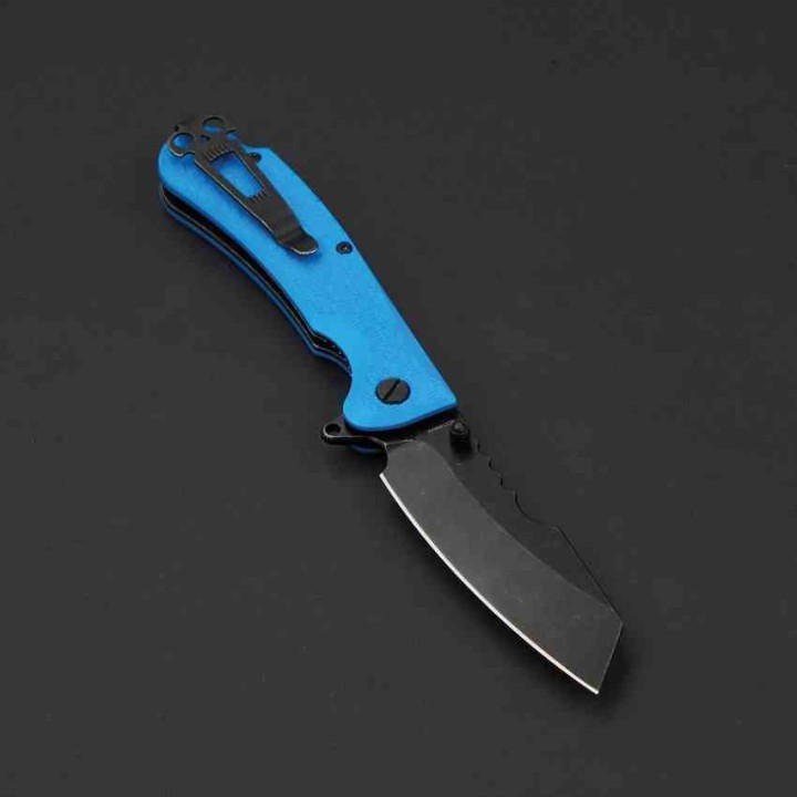 Couteau Daggerr Rhino Blue Lame Acier 8Cr14MoV Black Manche G10 Bleu Liner Lock Clip DGRRNFBLBW - Livraison Gratuite