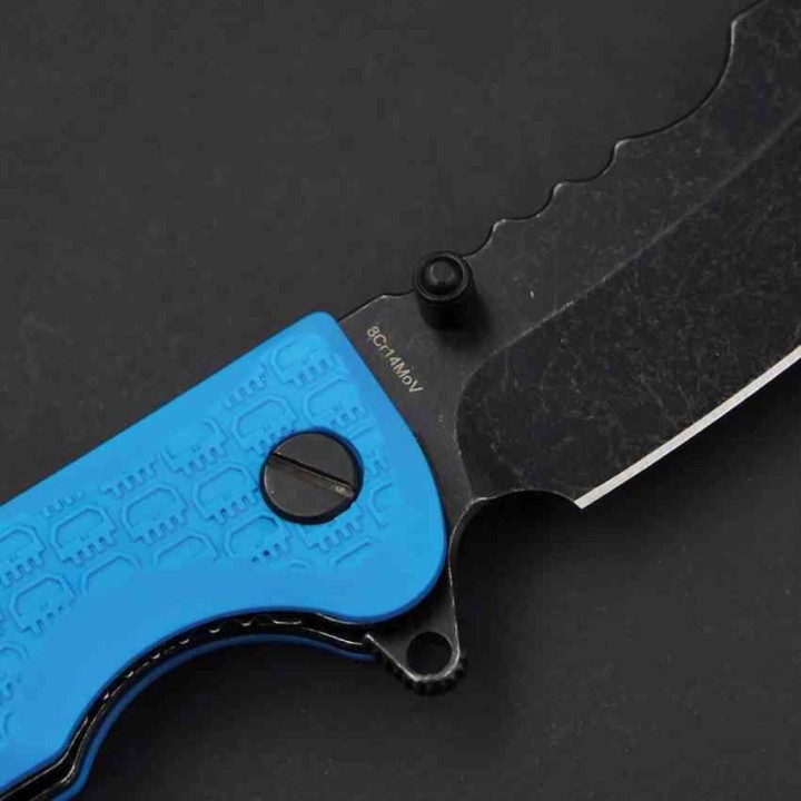 Couteau Daggerr Rhino Blue Lame Acier 8Cr14MoV Black Manche G10 Bleu Liner Lock Clip DGRRNFBLBW - Livraison Gratuite