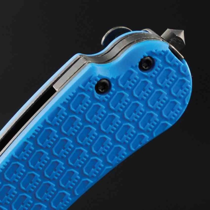Couteau Daggerr Rhino Blue Lame Acier 8Cr14MoV Black Manche G10 Bleu Liner Lock Clip DGRRNFBLBW - Livraison Gratuite