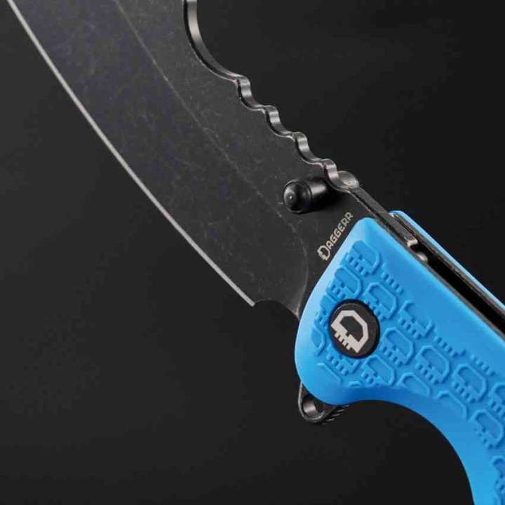 Couteau Daggerr Rhino Blue Lame Acier 8Cr14MoV Black Manche G10 Bleu Liner Lock Clip DGRRNFBLBW - Livraison Gratuite